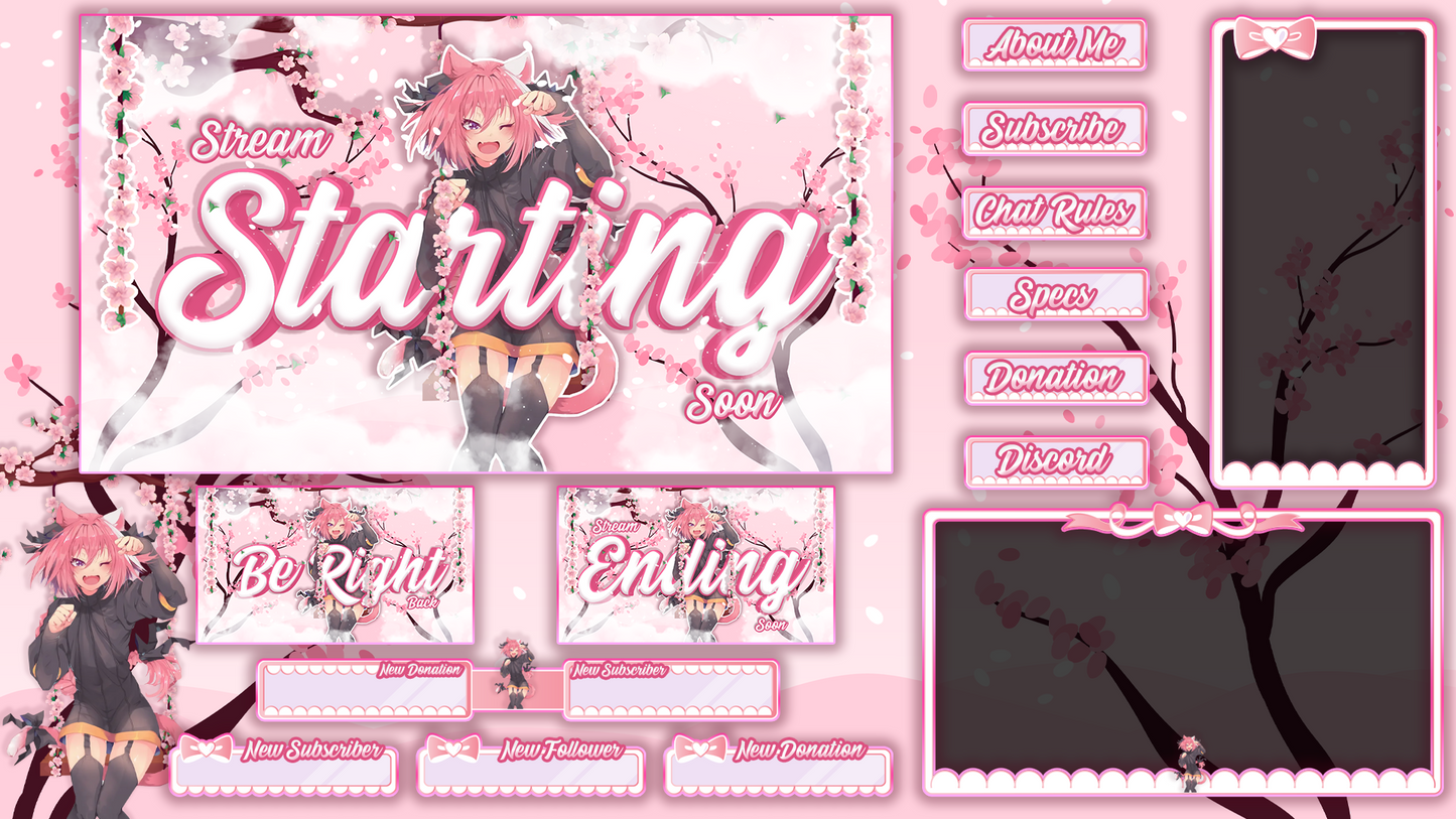 Cute Sakura Anime Twitch Overlay